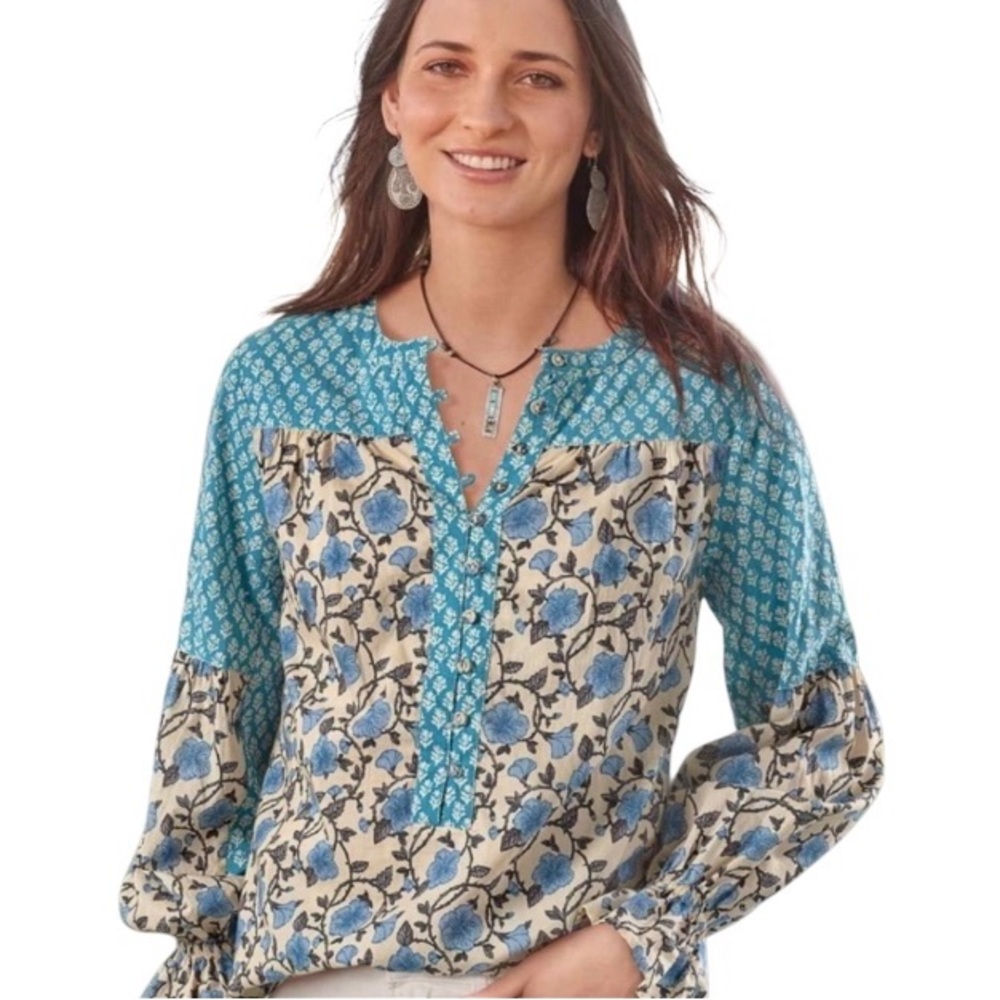 Sundance Floral Explorer Blouse Womens Small NEW